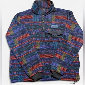 Misty Mountain Pullover Quarter Snap Fleece - Purple, Red, Teal Pattern Large